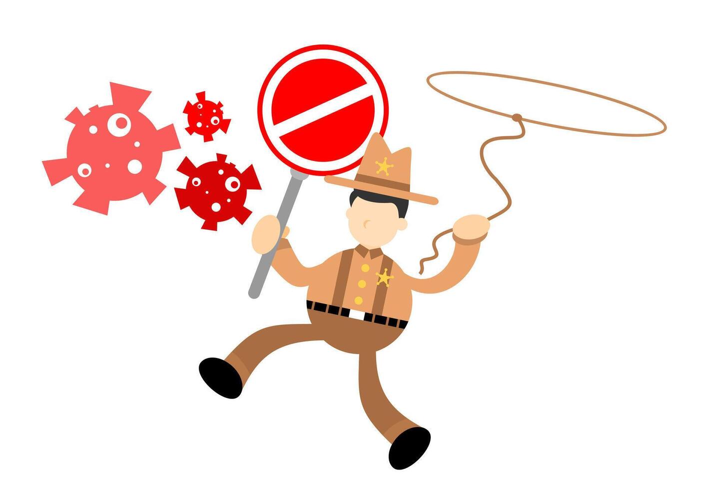 A cartoon man holding a no sign and a red balloon vector