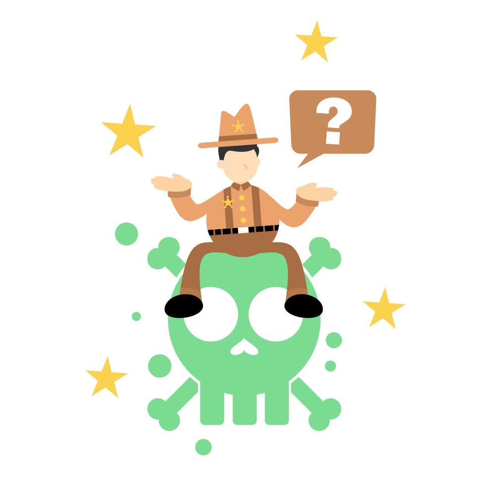 A man in cowboy hat sitting on a skull vector