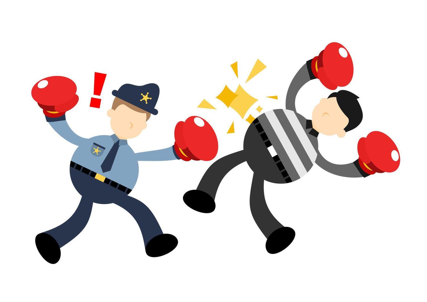 Two police officers fighting with boxing gloves vector