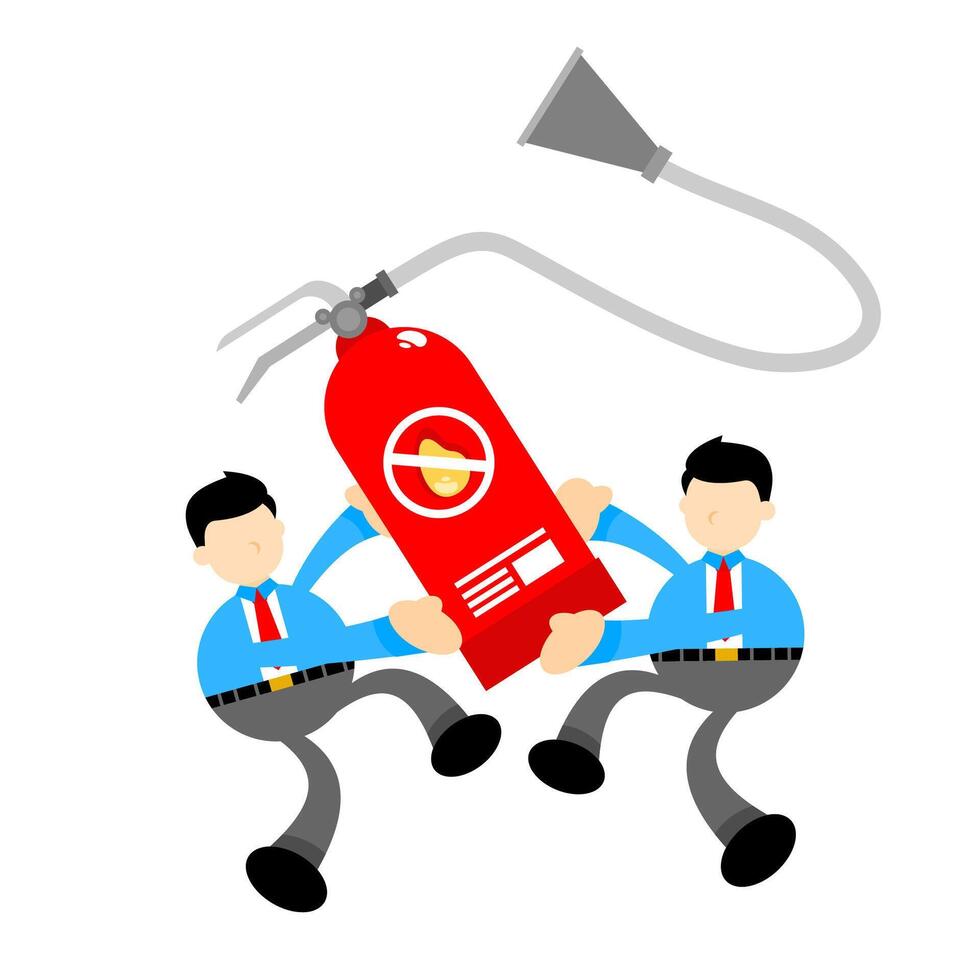 Two businessmen are holding a fire extinguisher vector