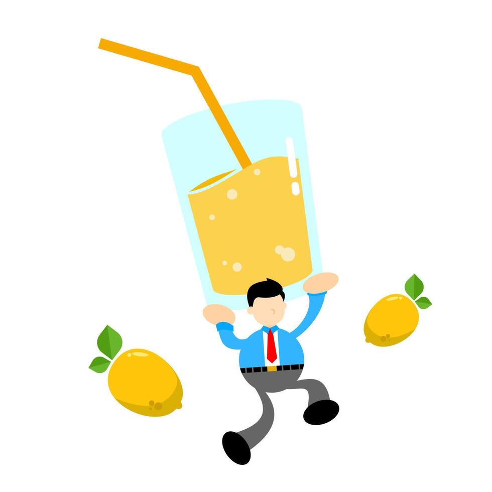 A cartoon man carrying a glass of juice vector