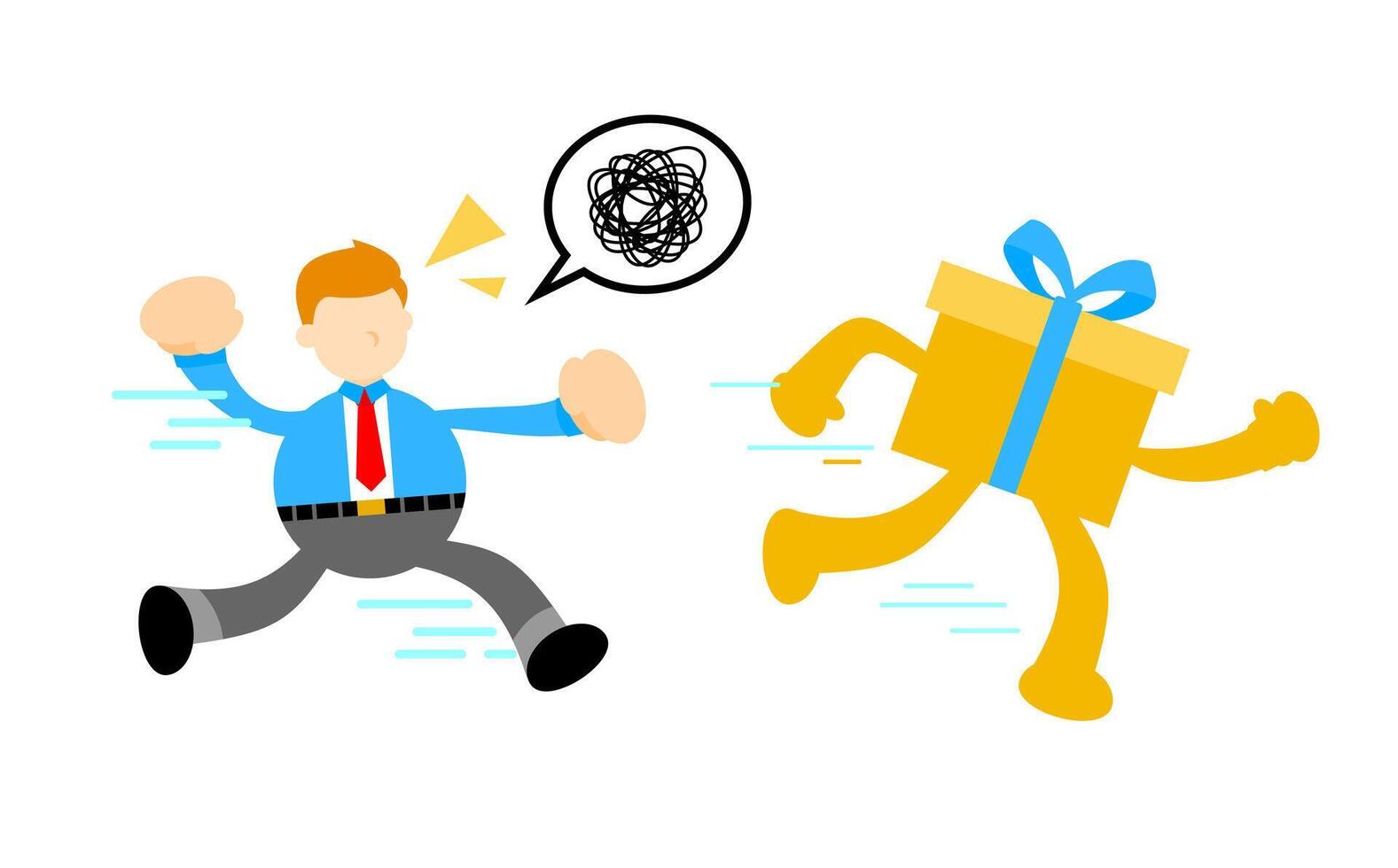 A cartoon man running with a gift box vector
