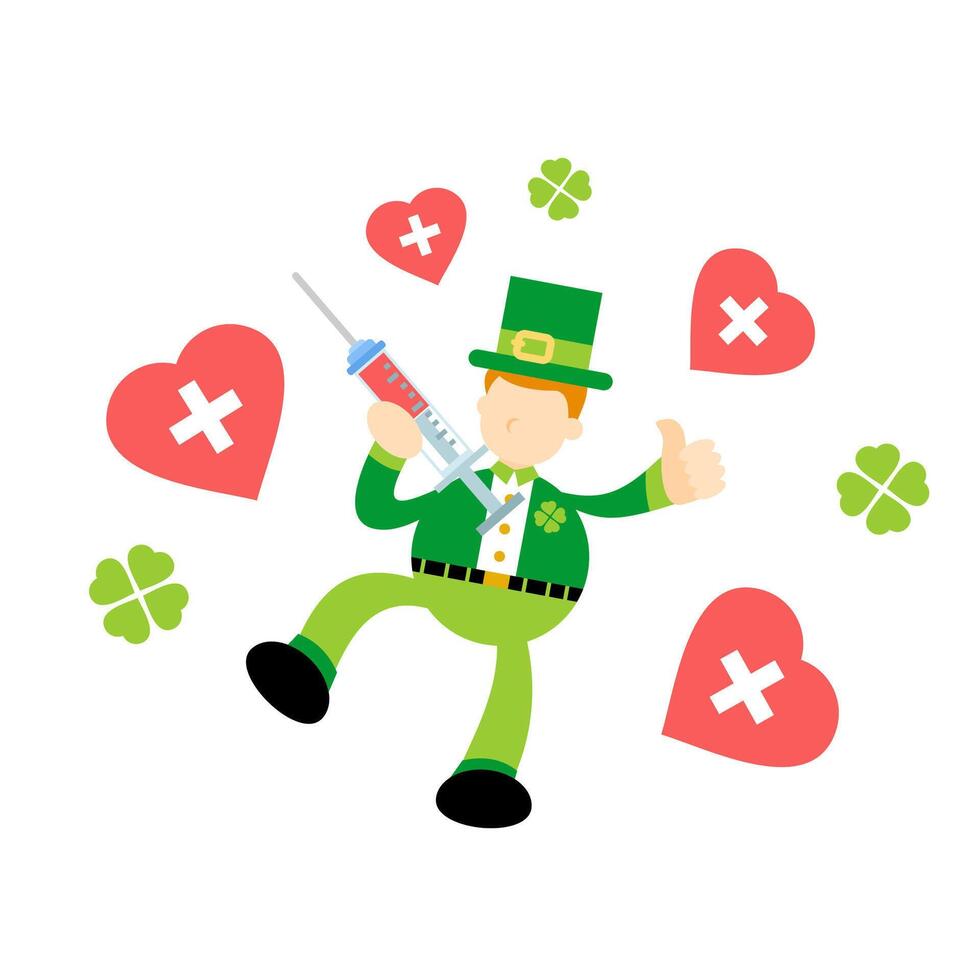St patricks day leprechaun with syringe vector