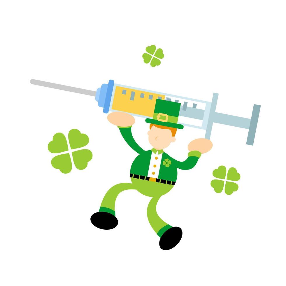 St patricks day leprechaun with syringe vector