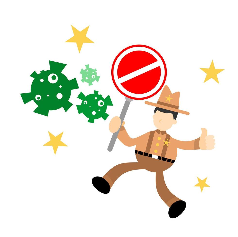 A cartoon man holding a stop sign and a sign that says no vector