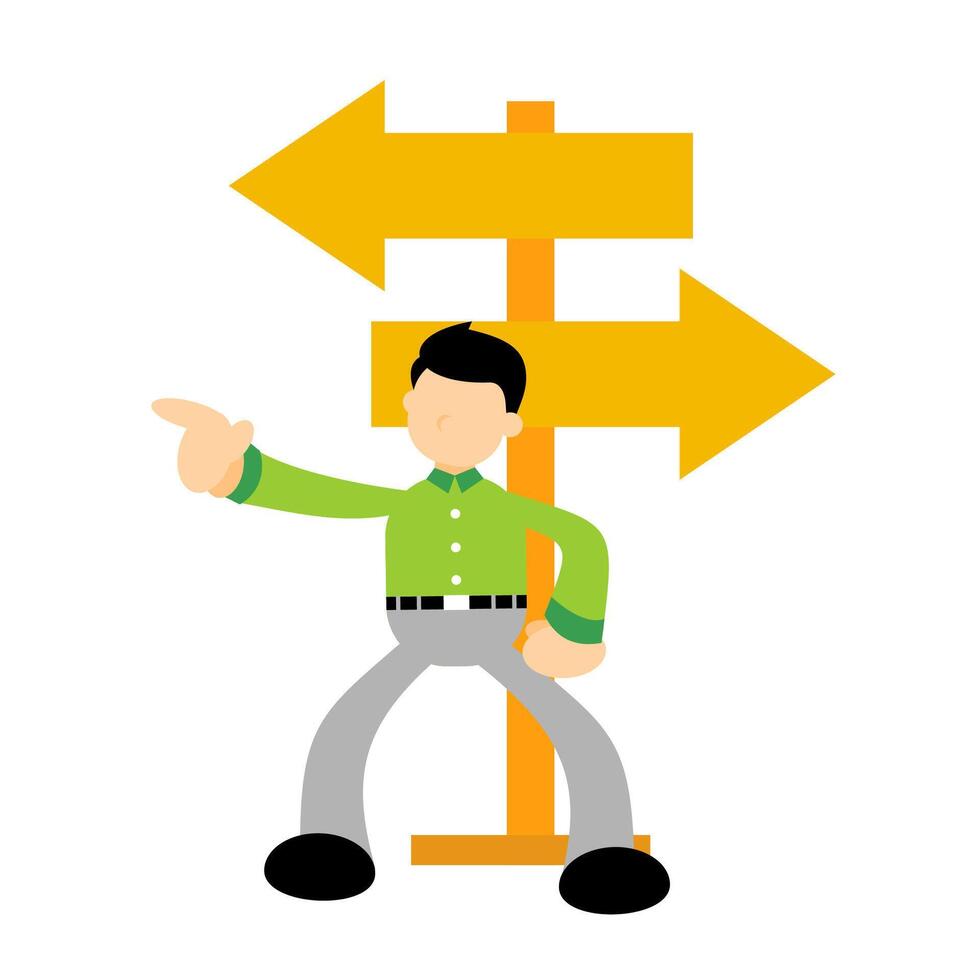 Man pointing at two directions vector