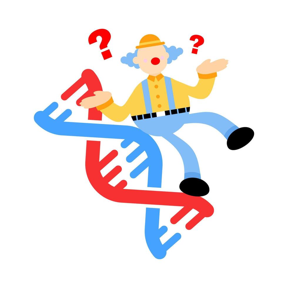 A man is sitting on top of a dna strand vector