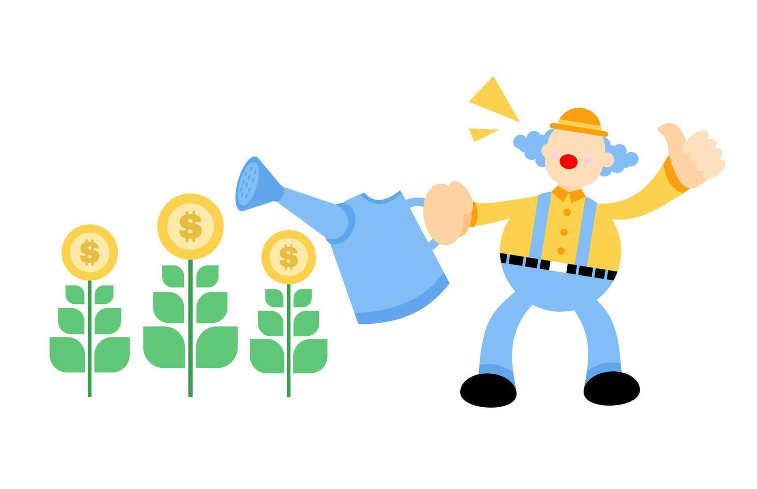A cartoon farmer watering plants with money vector