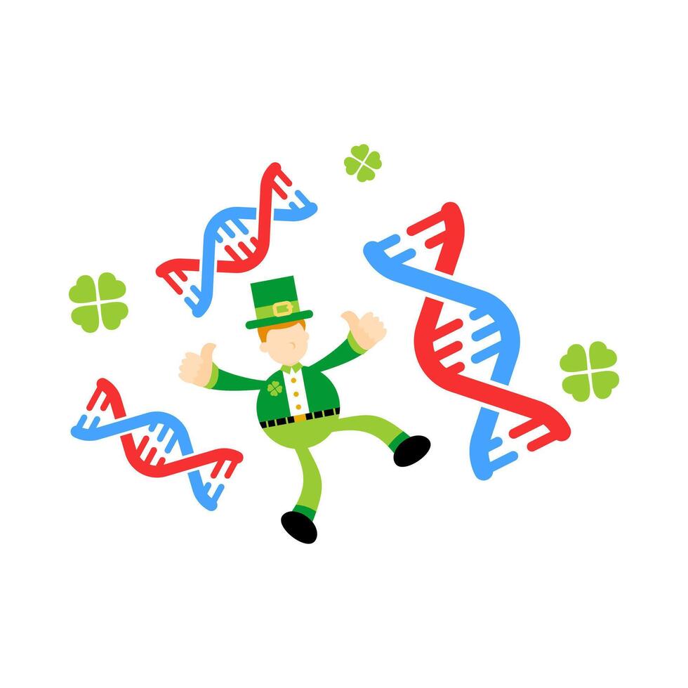 A cartoon man in a green hat and green dna vector