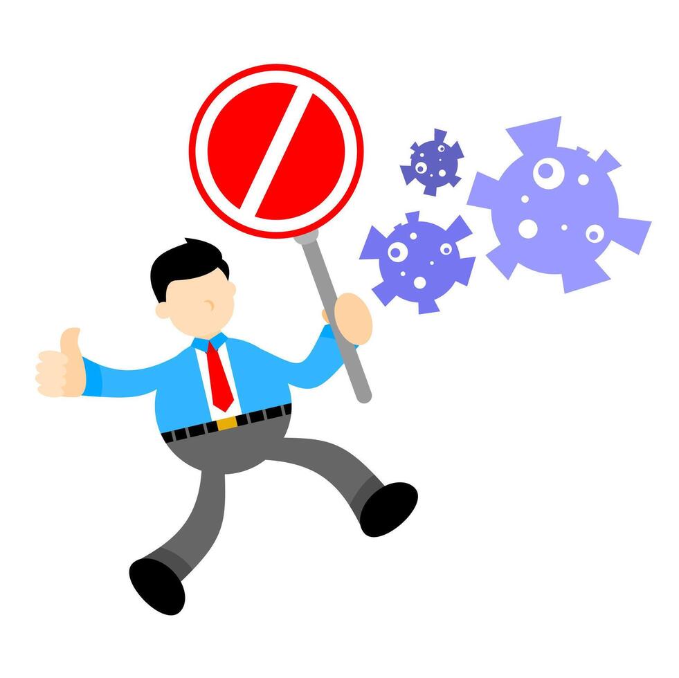 A cartoon man holding a no sign and a sign that says no vector