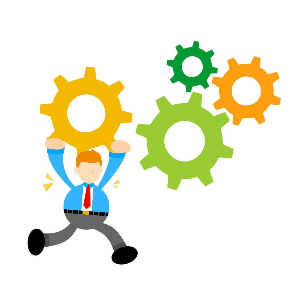 Businessman running with gears vector
