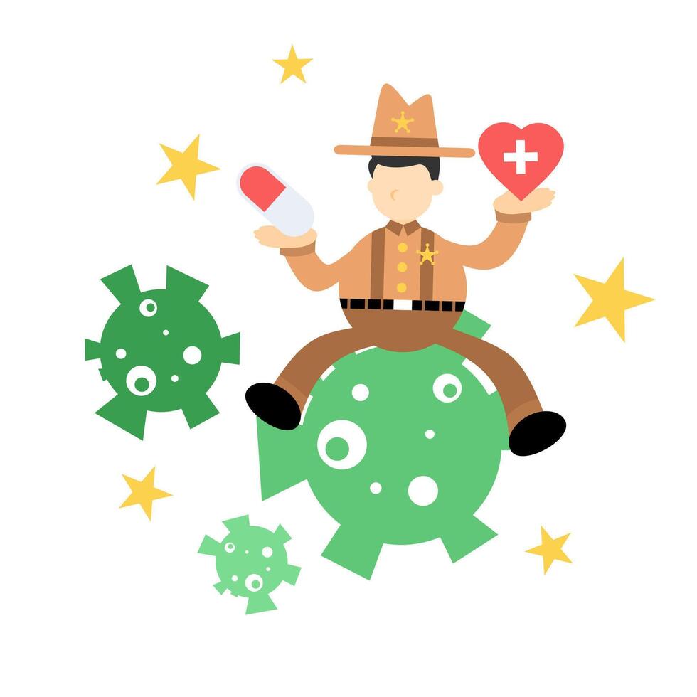 A cartoon man in a cowboy hat is sitting on a green heart vector