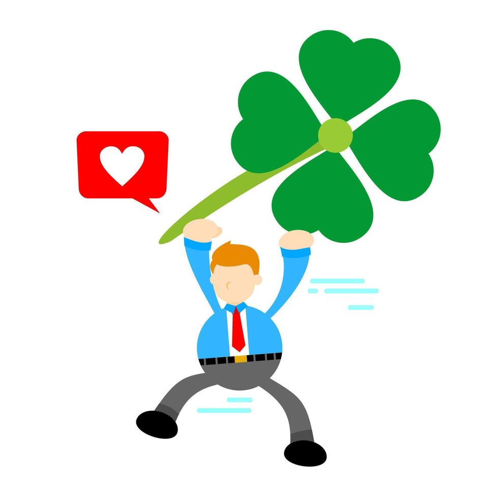 Businessman holding a clover and speech bubble vector