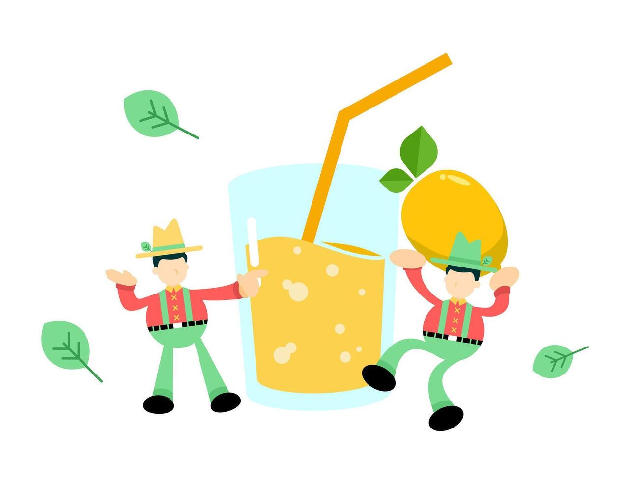 Two men are holding a glass of juice vector