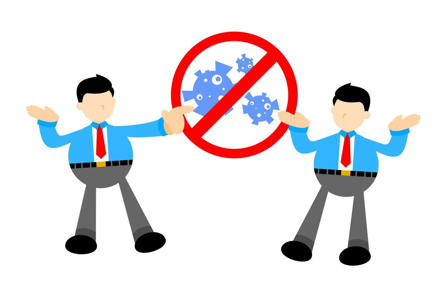 Two businessmen holding up a no gears sign vector