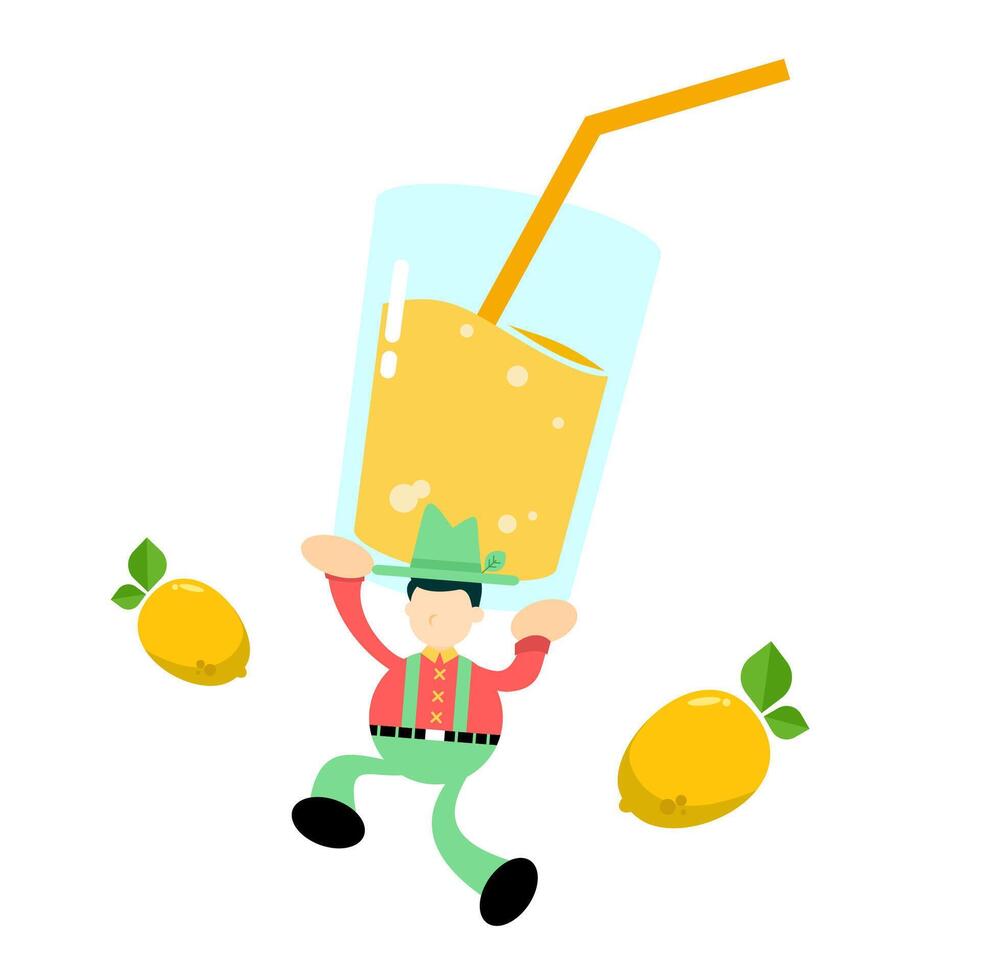 A man is carrying a glass of juice vector