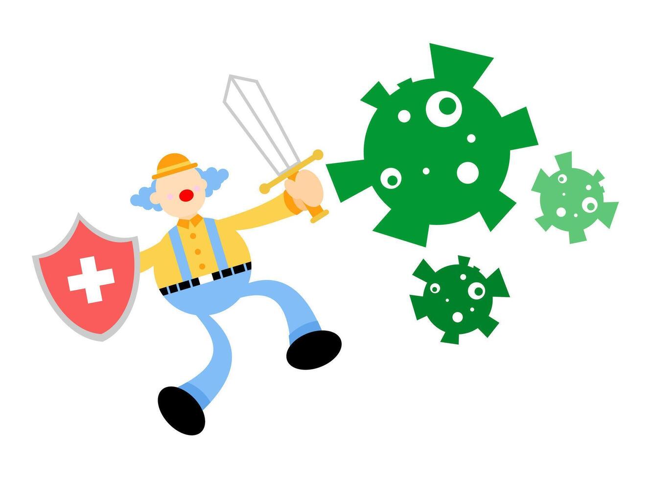 A cartoon man with a sword and shield vector