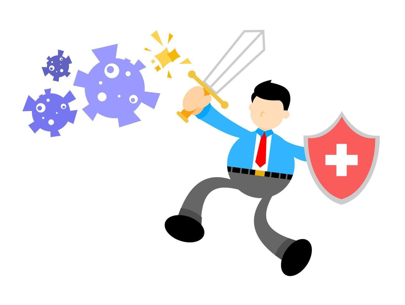 A cartoon man with a sword and shield vector