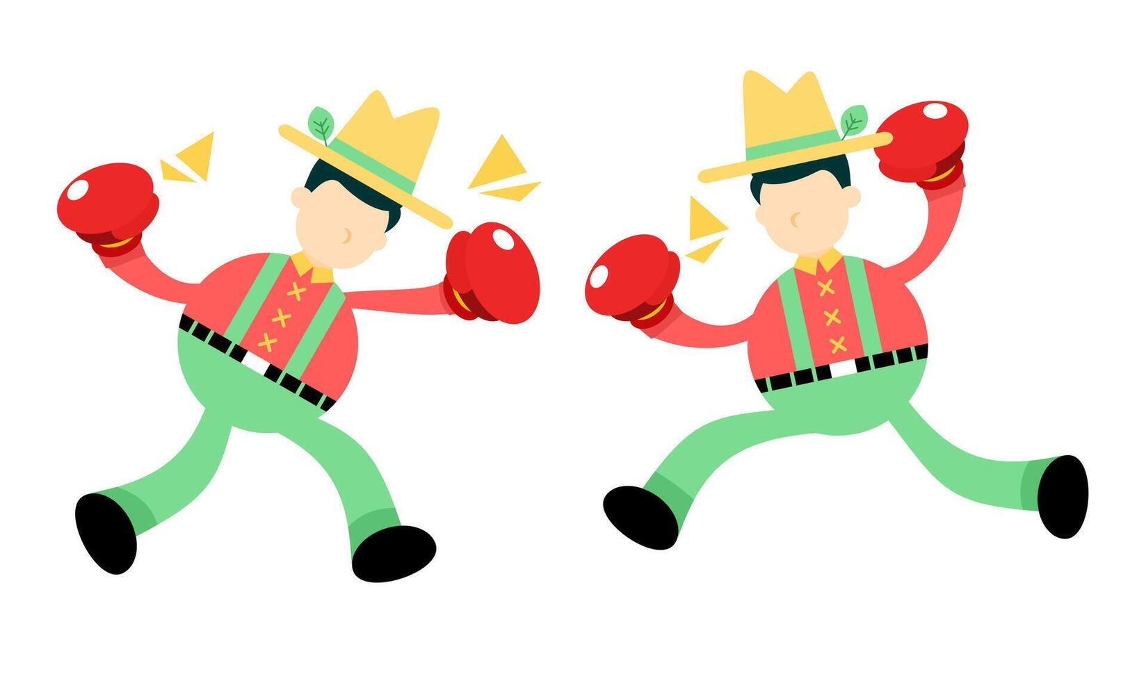 Two men in green and red outfits are fighting vector
