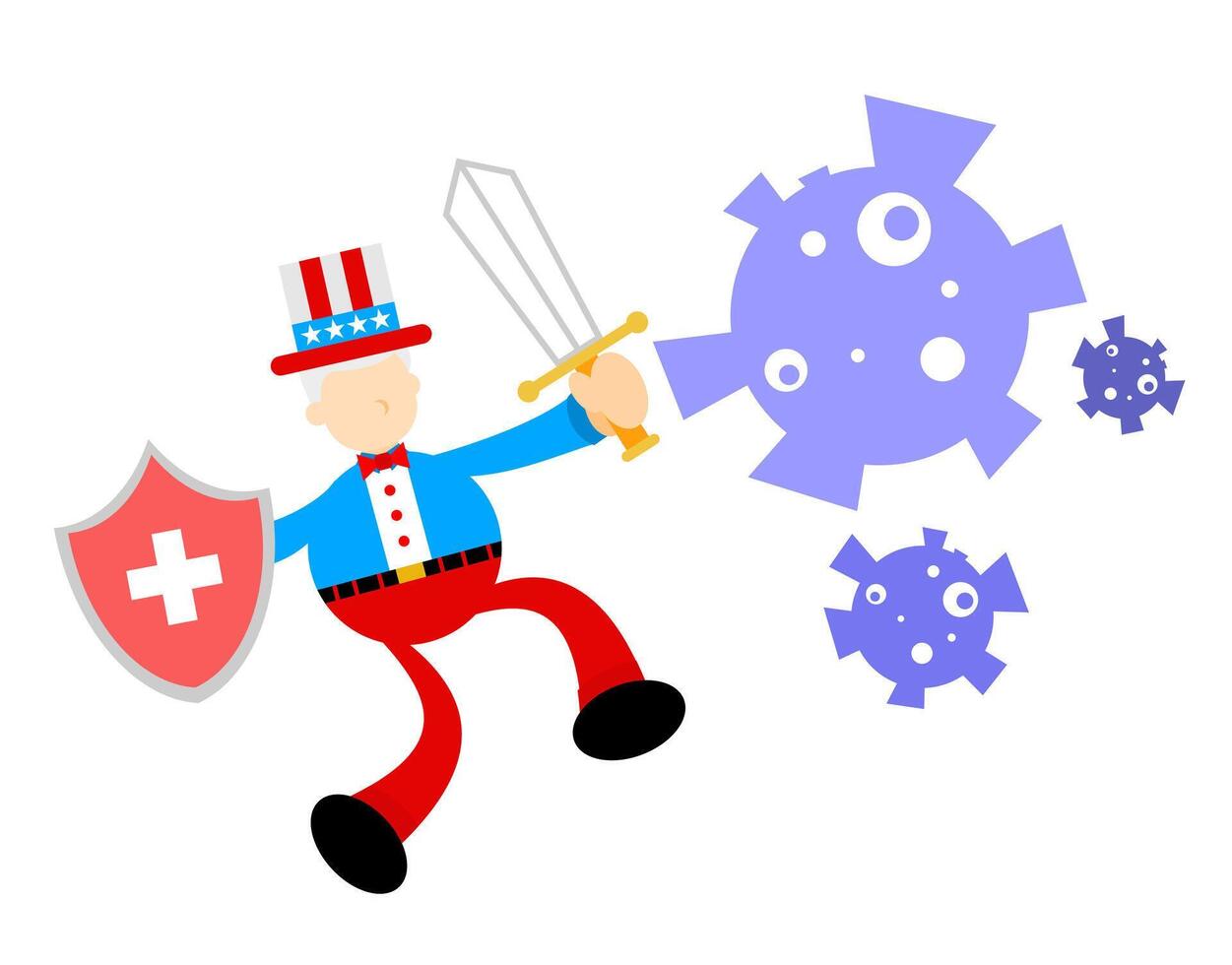 A cartoon man with a sword and shield vector