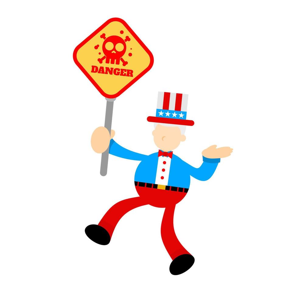 A cartoon uncle sam holding a sign with a warning vector