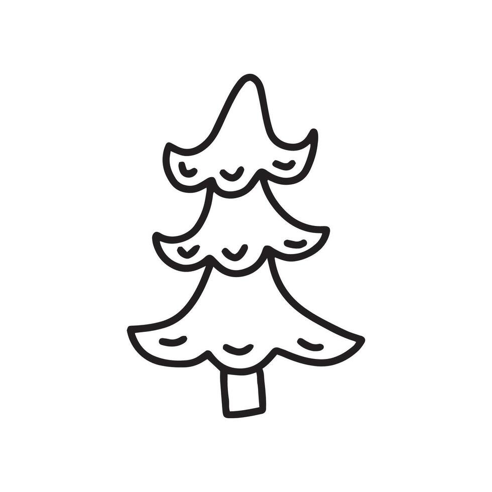 Christmas tree in doodle style, simple vector