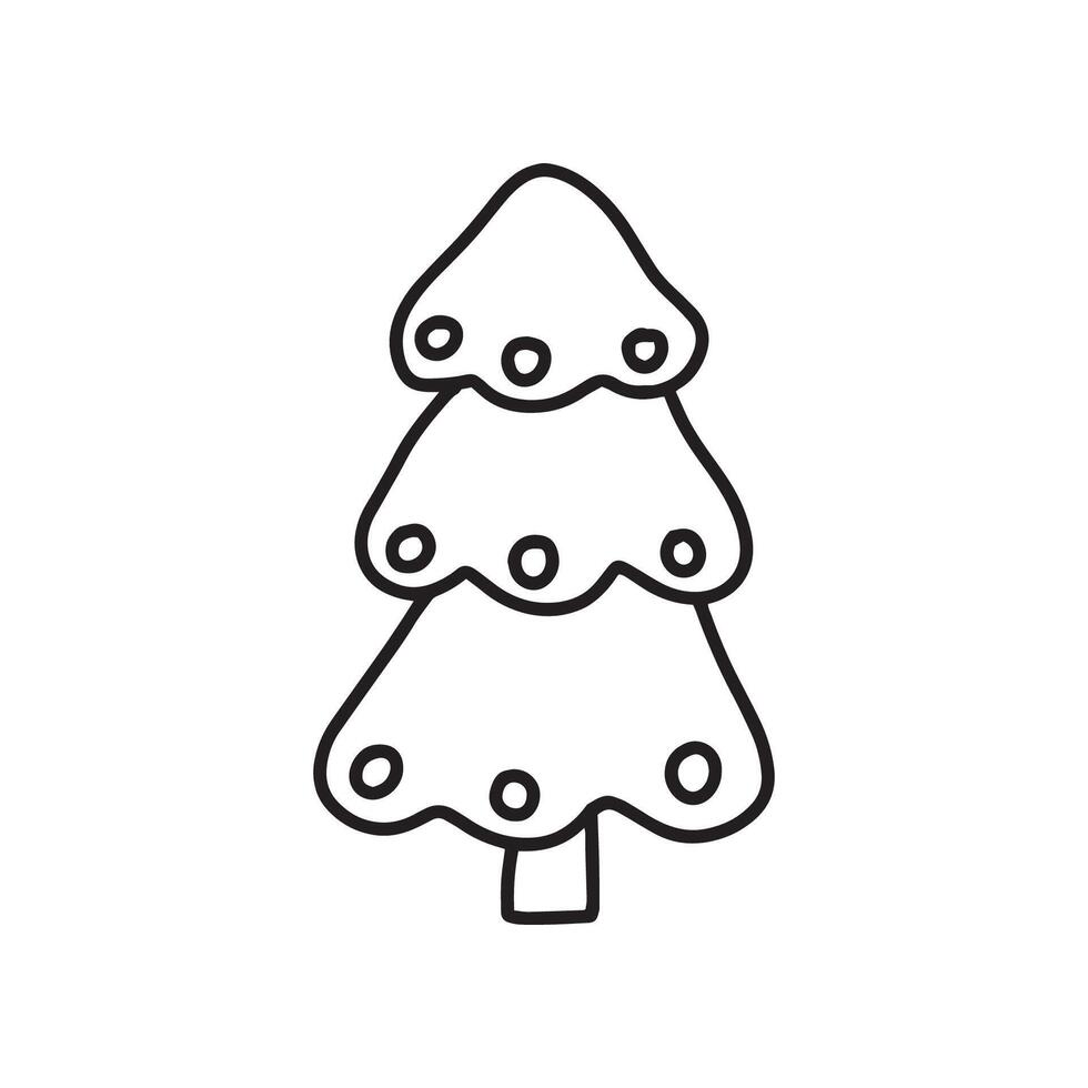 Christmas tree in doodle style, simple vector