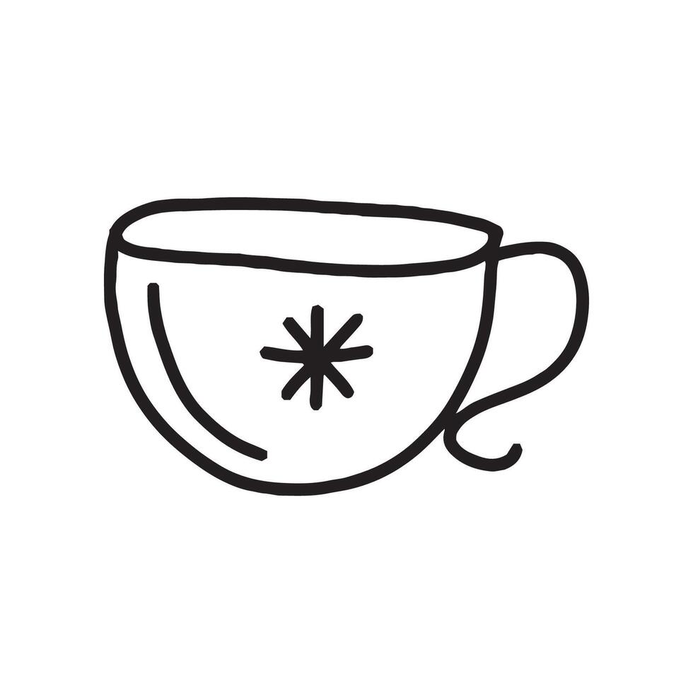 Doodle style snowflake mug, simple. vector