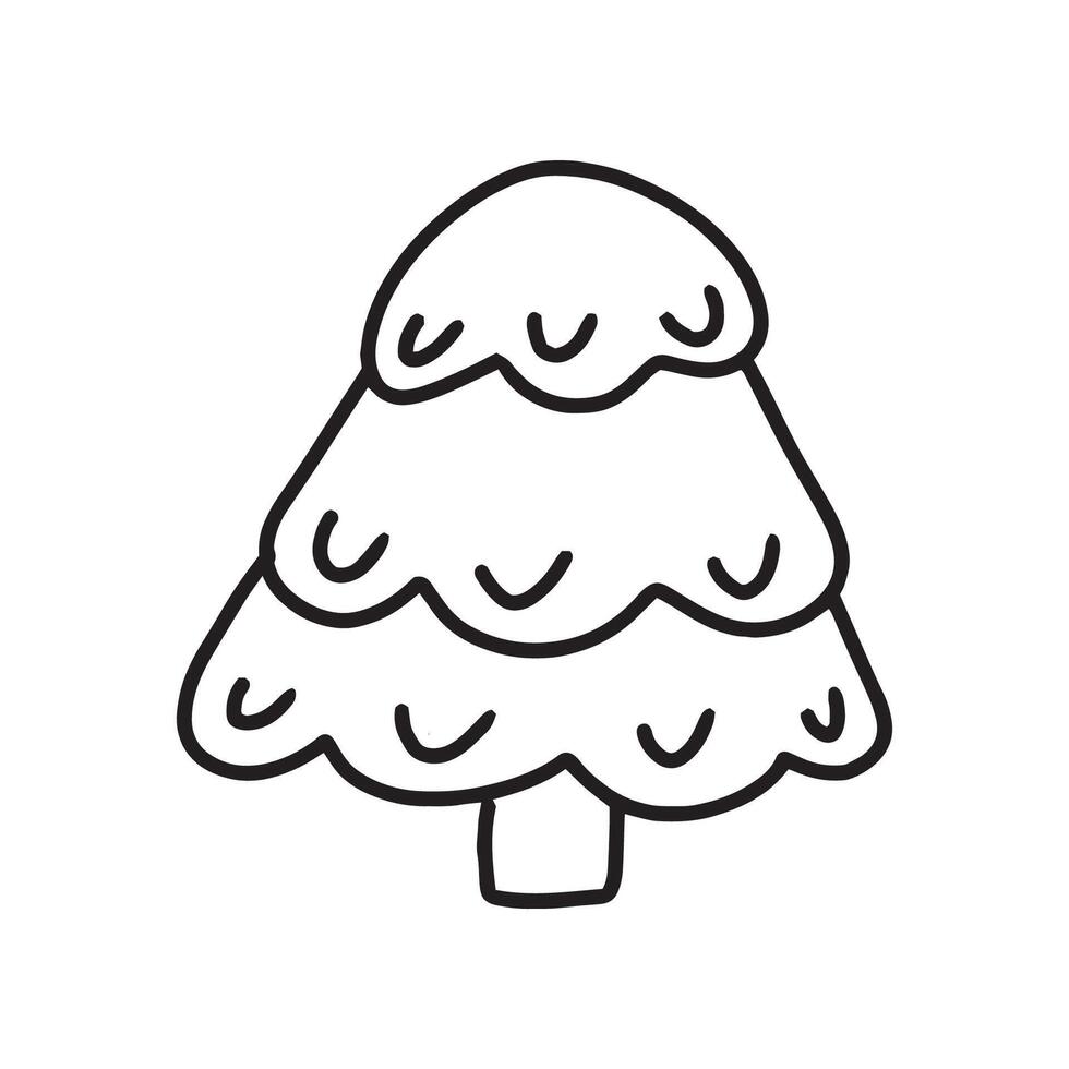 Christmas tree in doodle style, simple vector