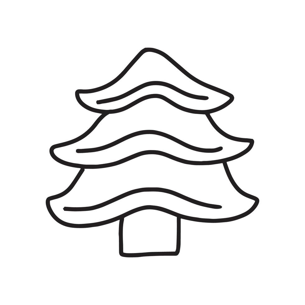 Christmas tree in doodle style, simple vector