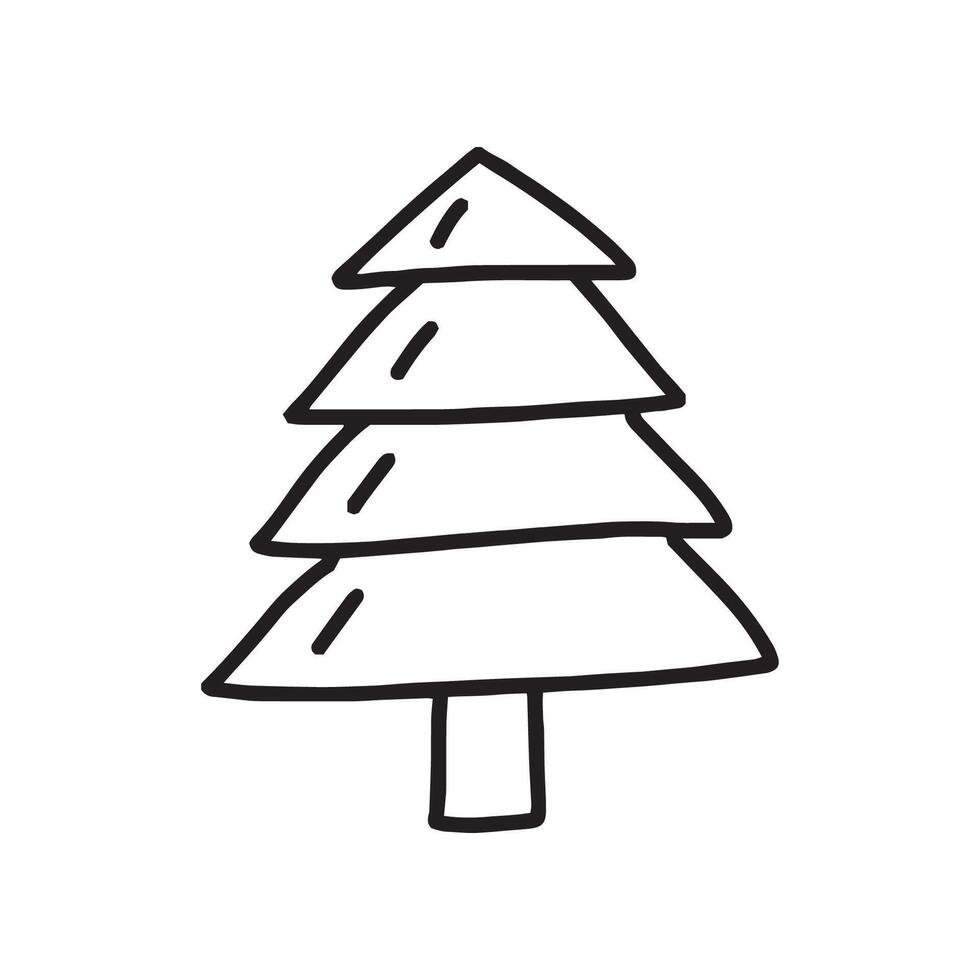 Christmas tree in doodle style, simple vector