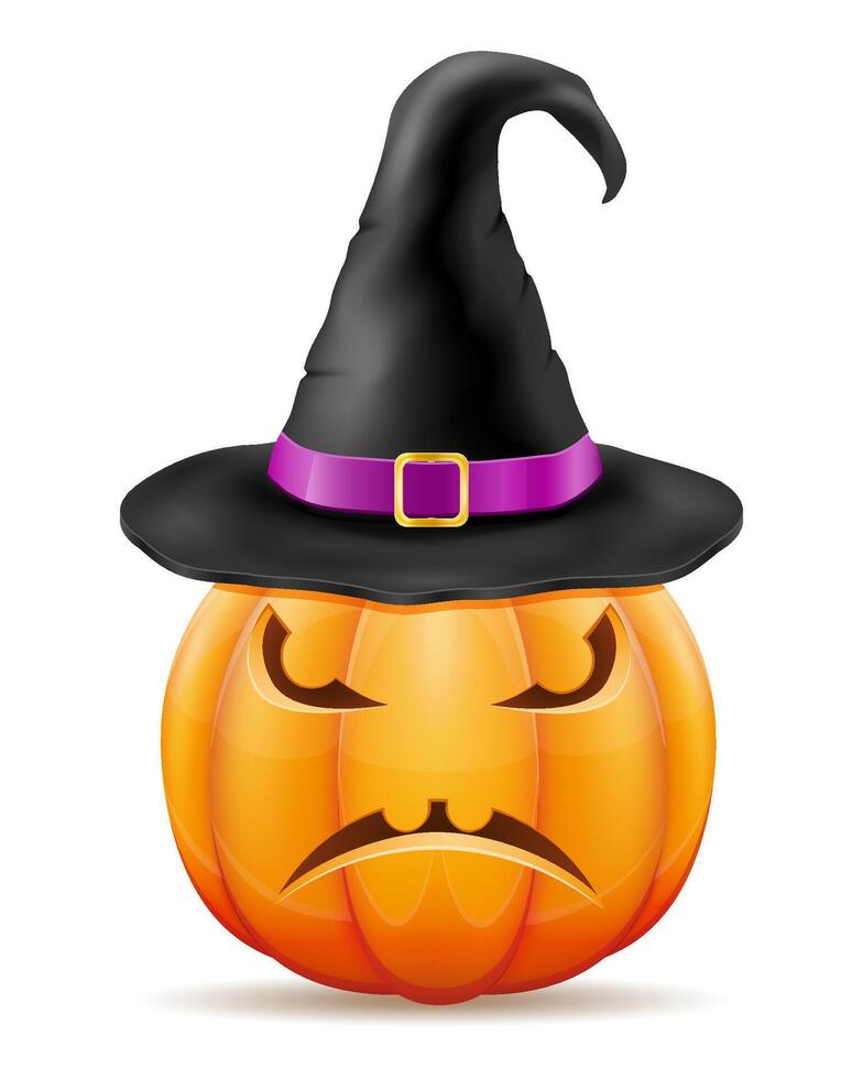 pumpkin with horrible faces with a witch's hat for halloween celebration illustration illustration isolated on white background vector