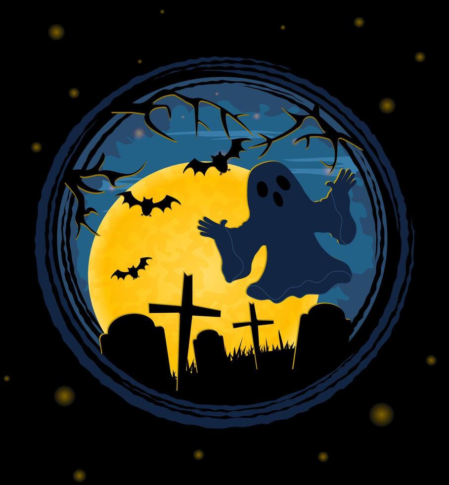 halloween holiday scary and creepy poster background for design cartoon illustration vector
