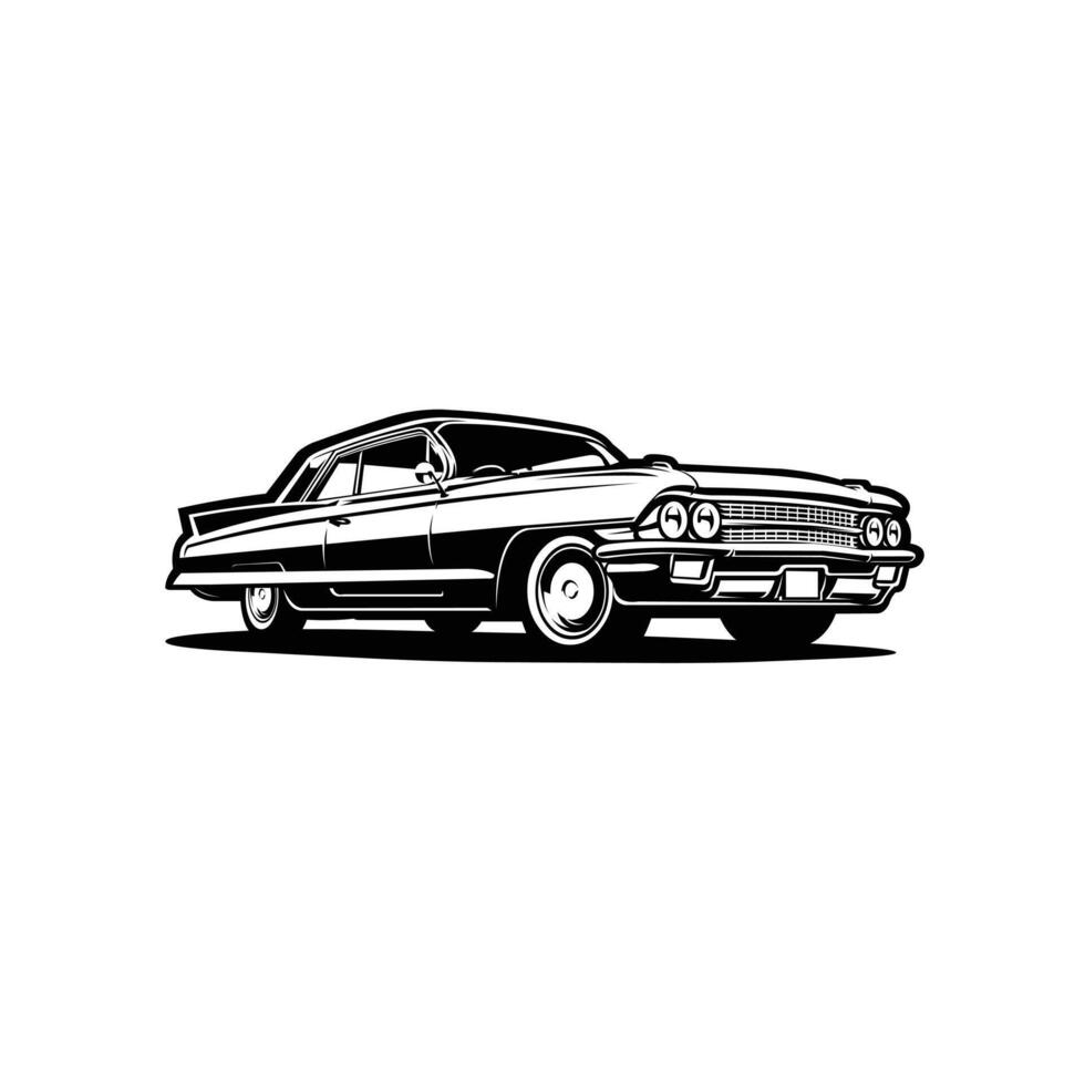Classic Muscle Car Side View Monochrome Silhouette Illustration. Best for Automotive Related Industry vector