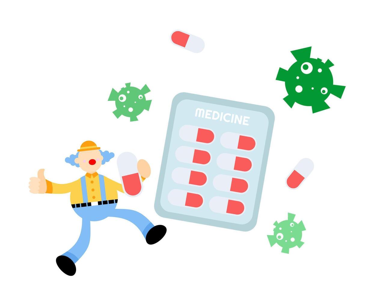 A cartoon man is running towards a medicine box vector