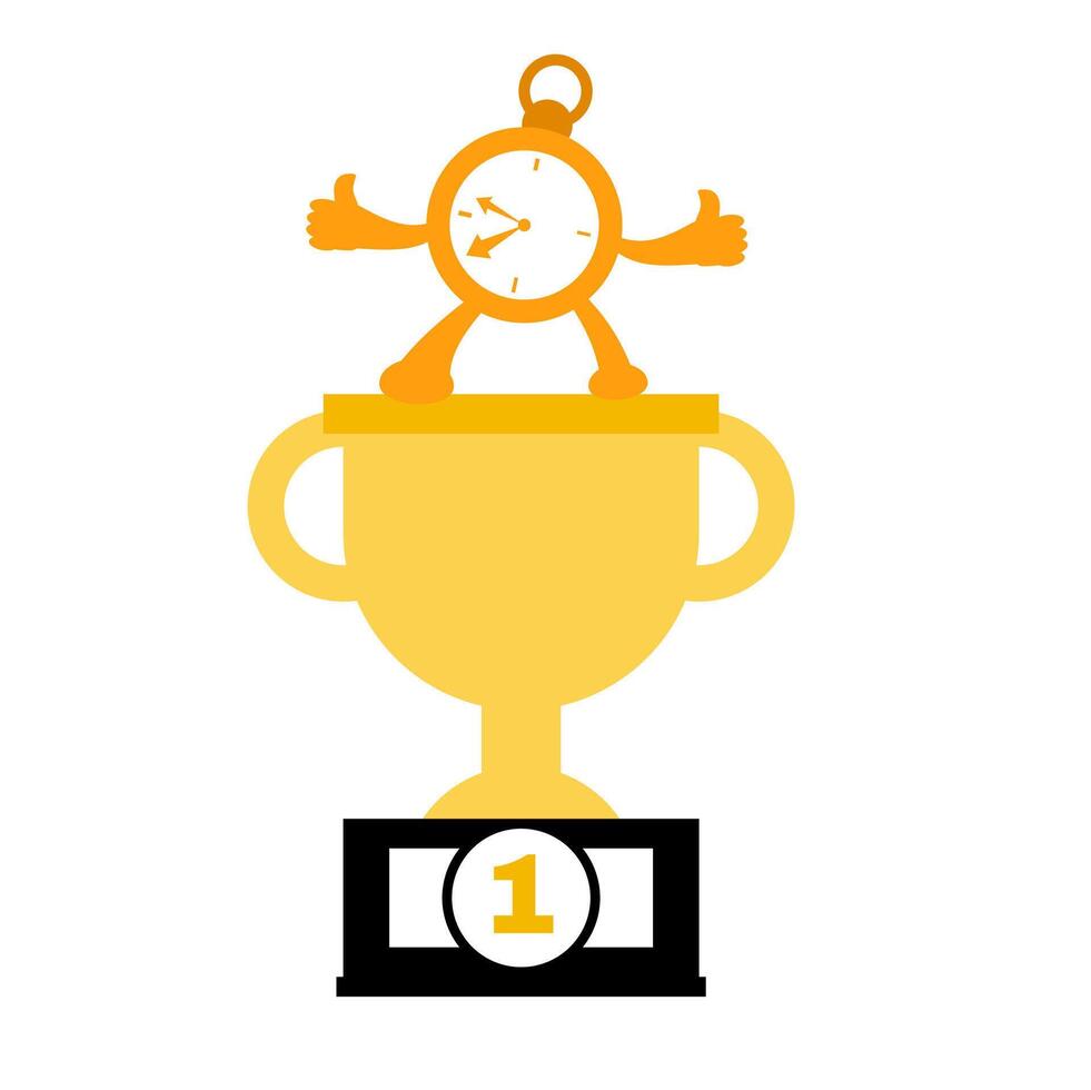 A clock and a trophy on top of a cup vector