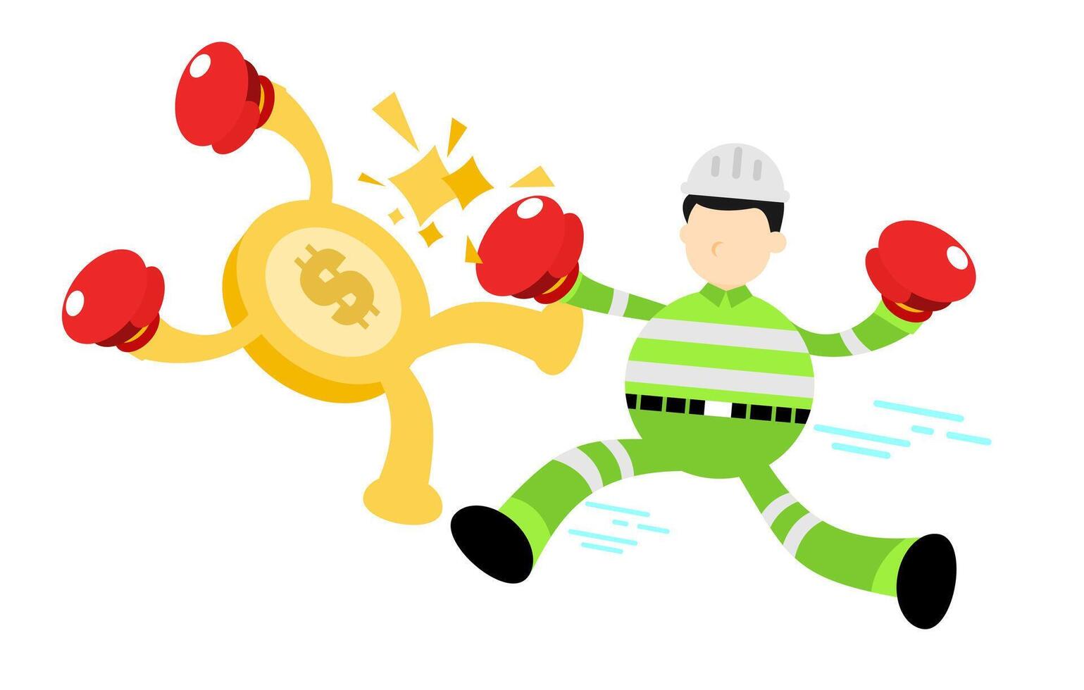 A man in a green suit is punching a coin vector