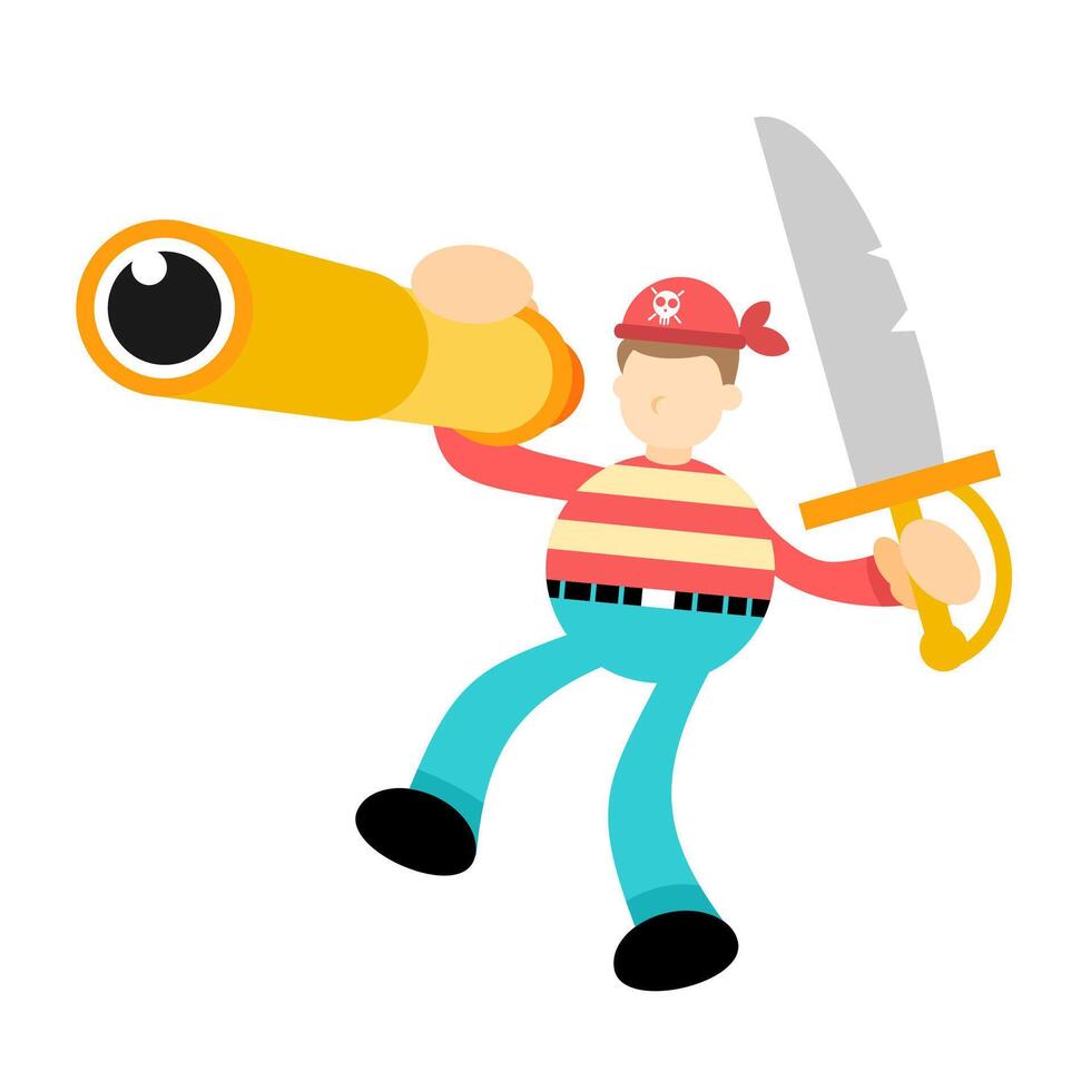 Pirate with a cannon vector