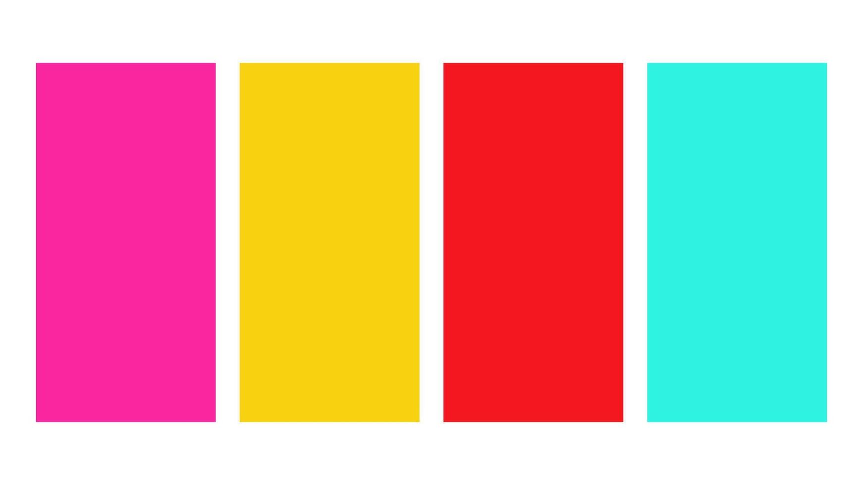 Cyan, gold, pink, chili pepper color palette. Set of bright color palette combination in rgb hex. Color palette for ui ux design. Abstract illustration for your graphic design, banner, poster vector