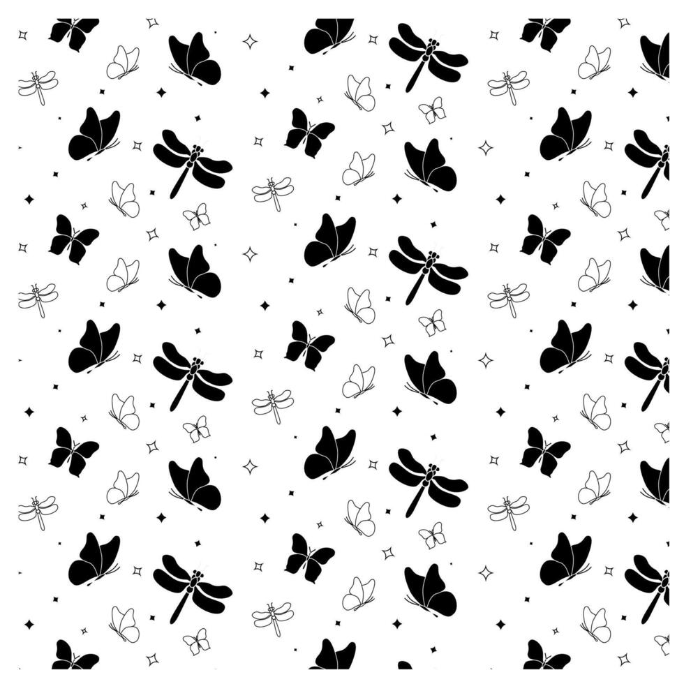 Dragonflies And Dandelions Seamless Pattern Design vector