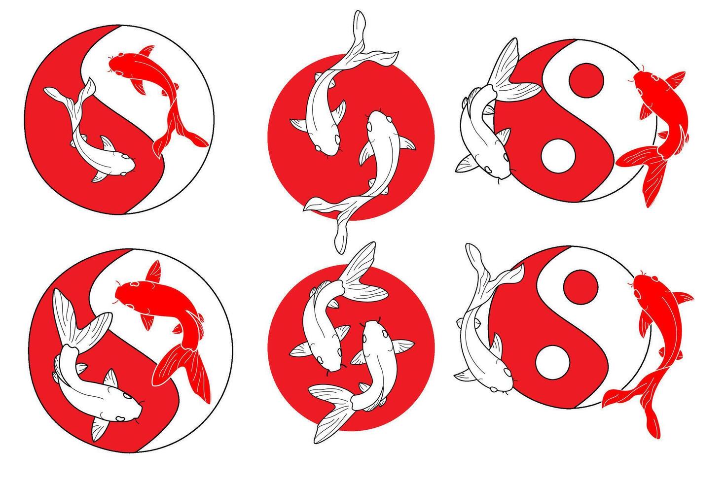 Yin-yang symbol with koi instead of circles with no border. vector