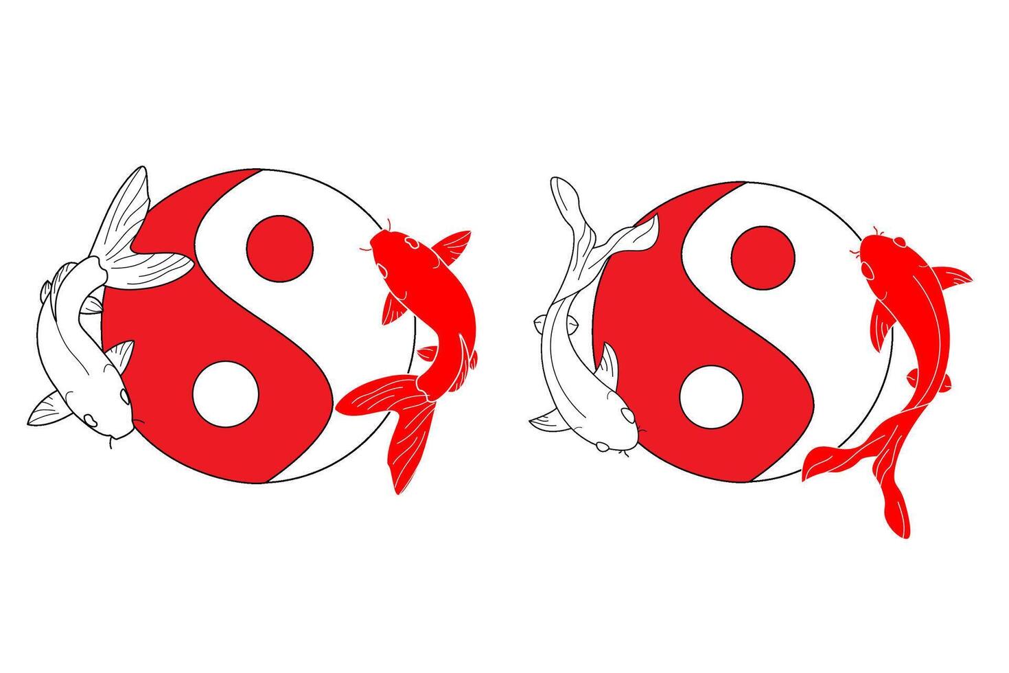 illustration of two carp fishes in the circle of yin yang symbol. vector
