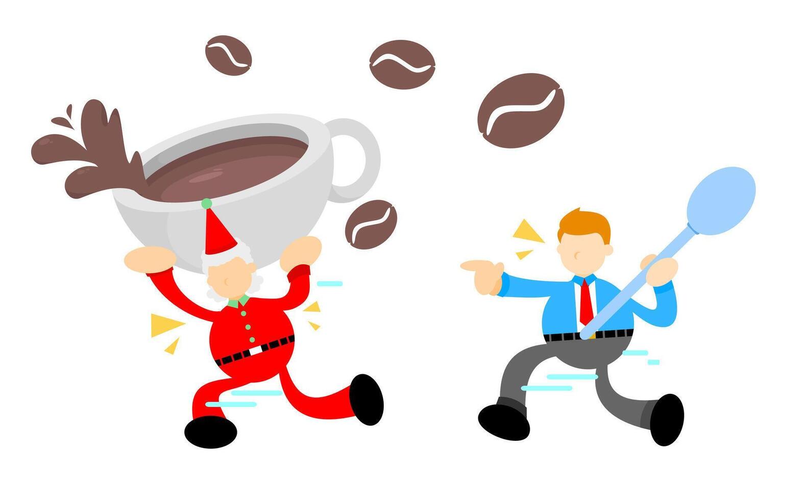 Two cartoon men running with coffee cups vector