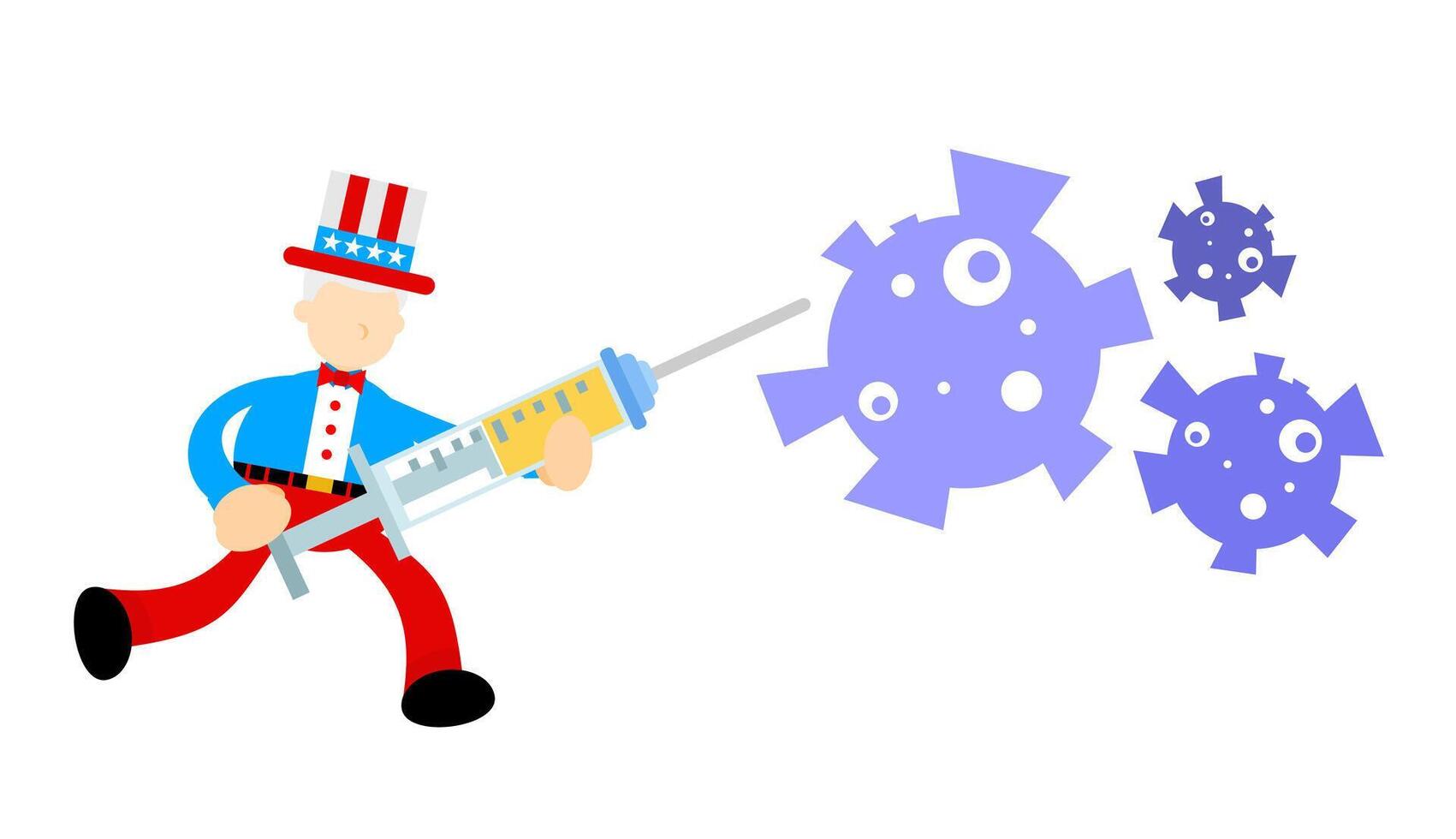 Cartoon of a man holding a syringe and a gun vector