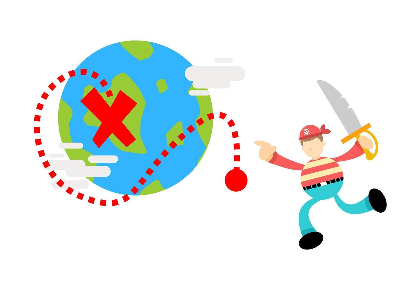 A cartoon man is running away from the world vector