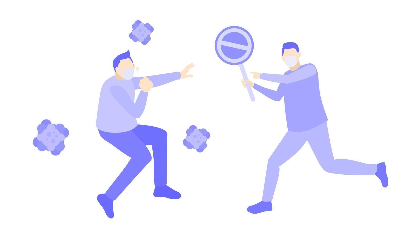 Two people fighting with a magnifying glass vector