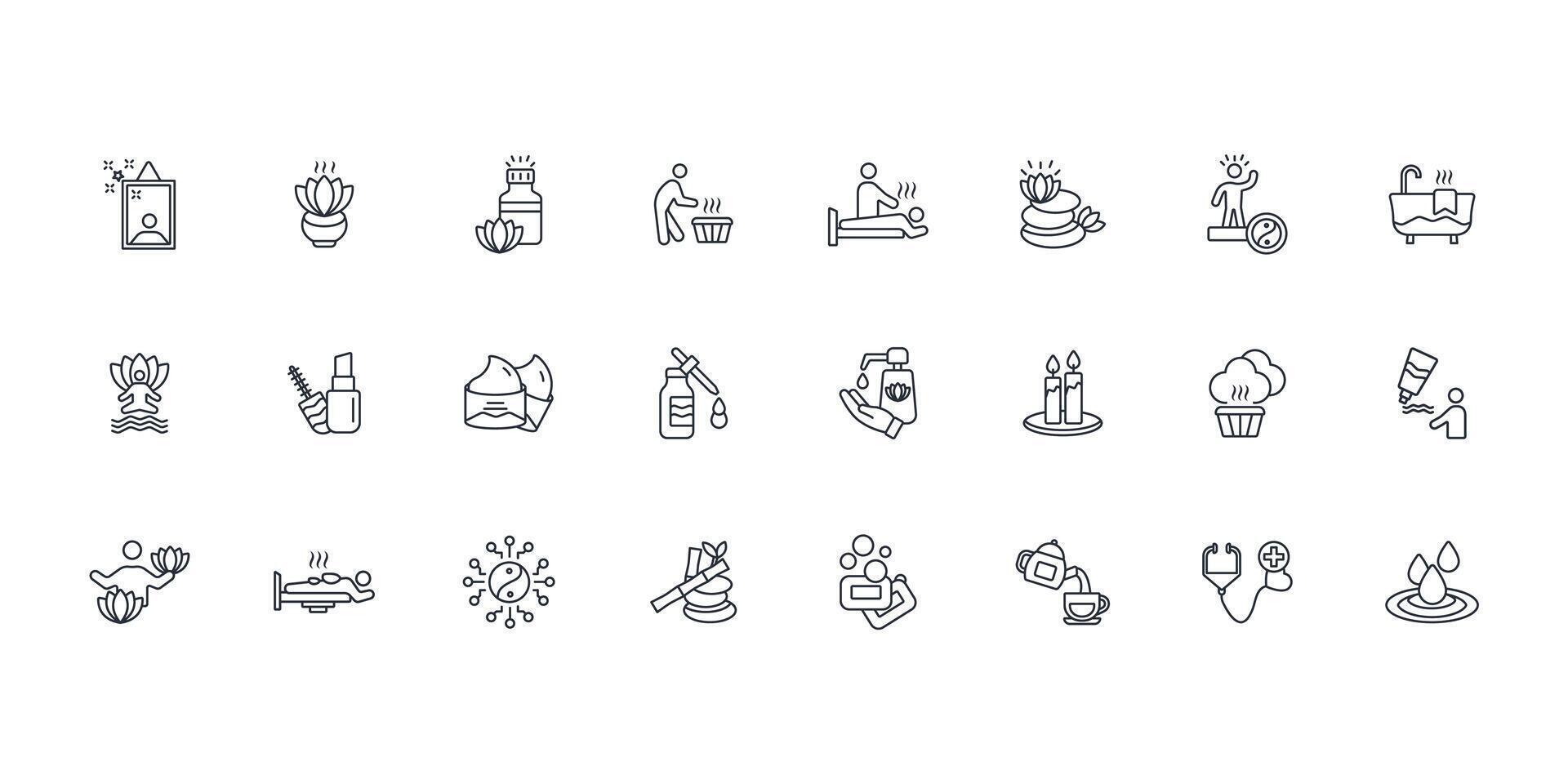beauty and spa icon set..Editable stroke.linear style sign for use web design,logo.Symbol illustration. vector