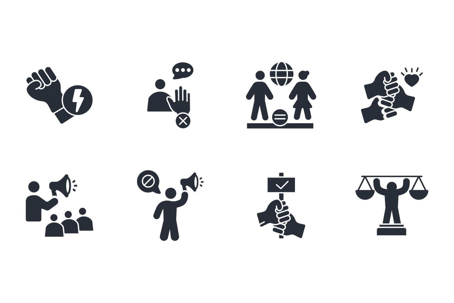 activism protest icon set..Editable stroke.linear style sign for use web design,logo.Symbol illustration. vector