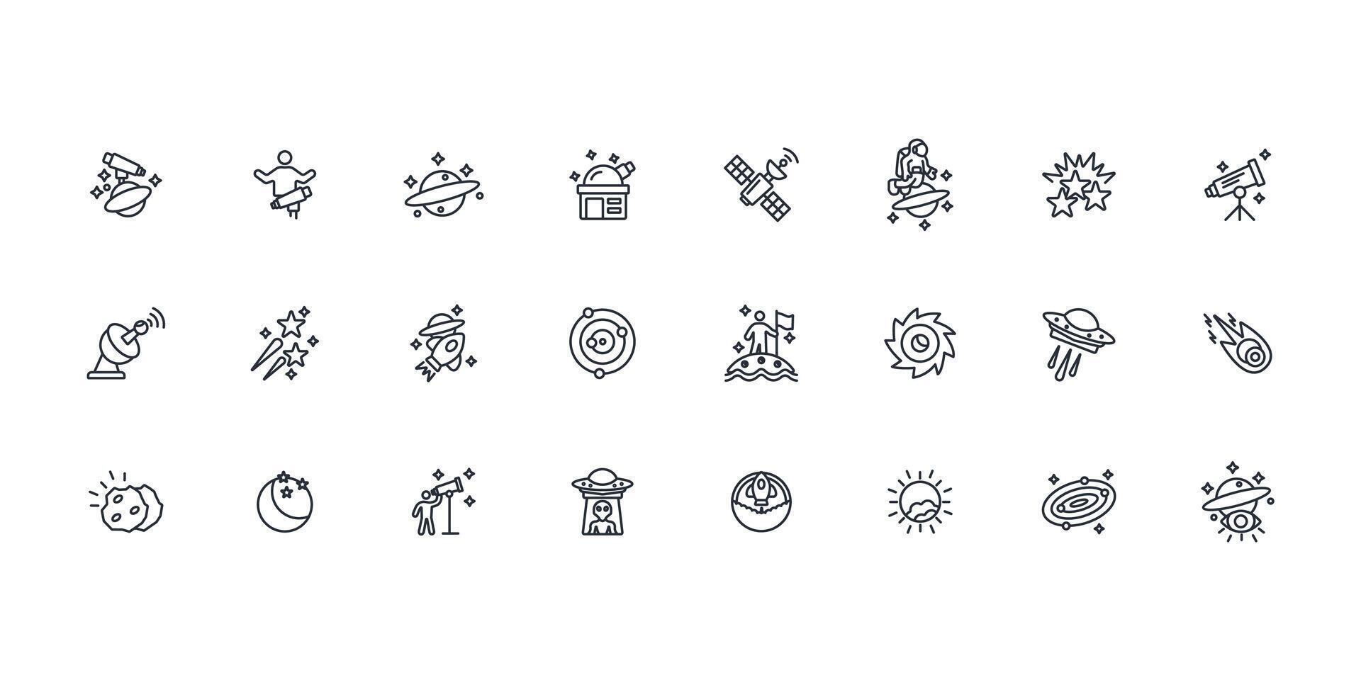 Astronomy icon set..Editable stroke.linear style sign for use web design,logo.Symbol illustration. vector
