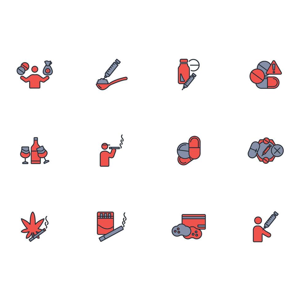 drugs icon set..Editable stroke.linear style sign for use web design,logo.Symbol illustration. vector